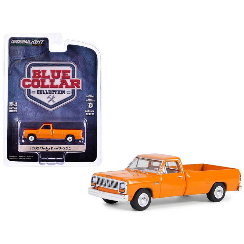 1982 Dodge Ram D-250 Pickup Truck DOT Orange “Blue Collar Collection” Series 13 1/64 Diecast Model Car by Greenlight