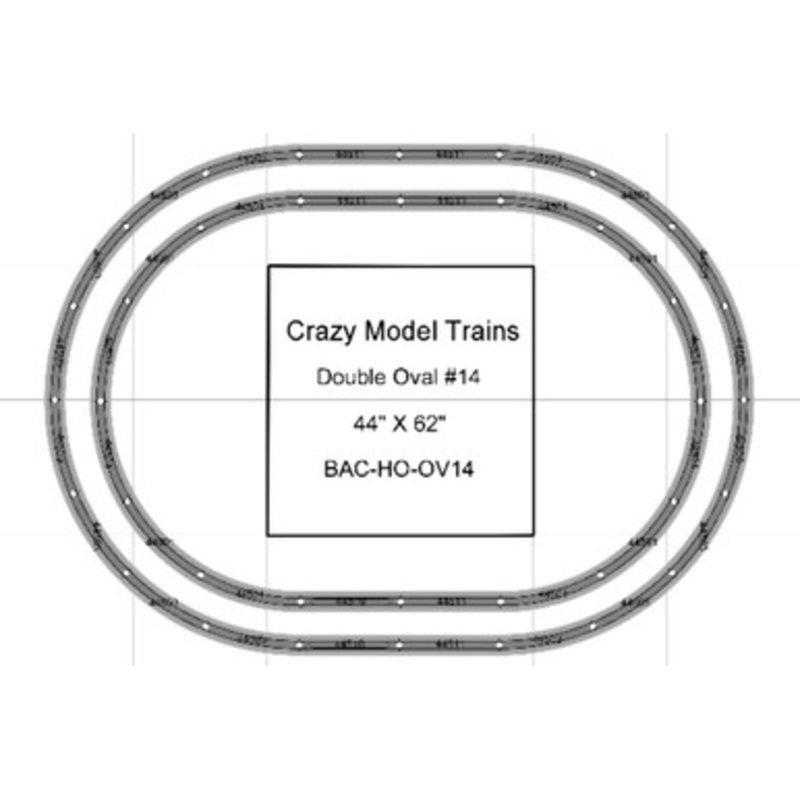 Bachmann E-Z Track HO Scale Double Oval #14 Basic Train Track Set – 44″ X  62″