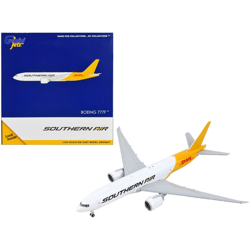 Boeing 777F Commercial Aircraft “Southern Air – DHL” White and Yellow 1/400 Diecast Model Airplane by GeminiJets