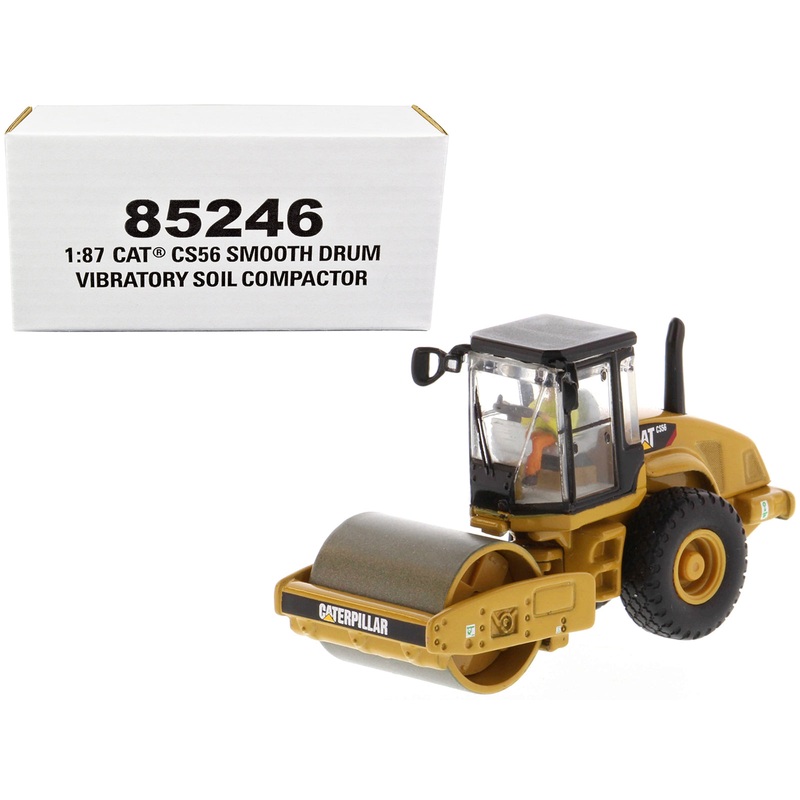 CAT Caterpillar CS56 Smooth Drum Vibratory Soil Compactor with Operator “High Line” Series 1/87 (HO) Scale Diecast Model by Diecast Masters