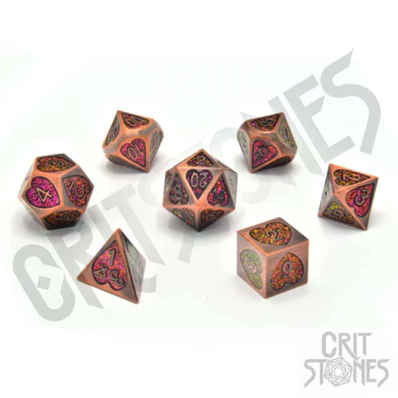 CritStones –  Metal RPG Dice Set – Romance Rune