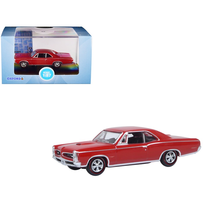 1966 Pontiac GTO Montero Red 1/87 (HO) Scale Diecast Model Car by Oxford Diecast