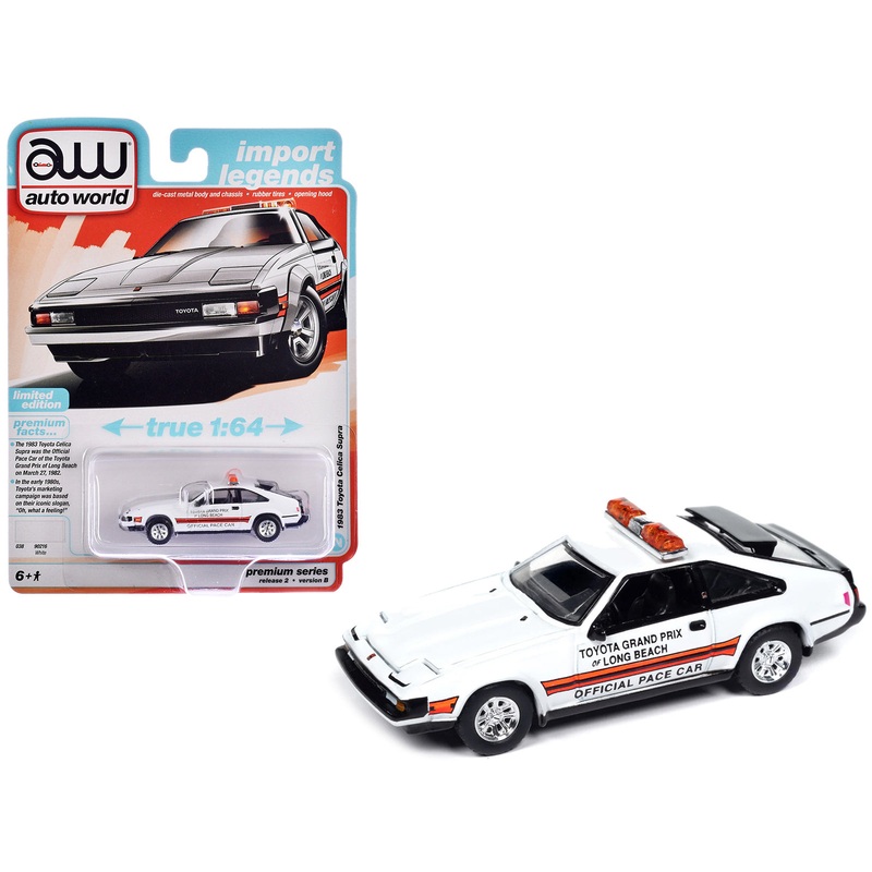 1983 Toyota Celica Supra “Toyota Grand Prix of Long Beach Official Pace Car” White “Import Legends” Series 1/64 Diecast Model Car by Auto World