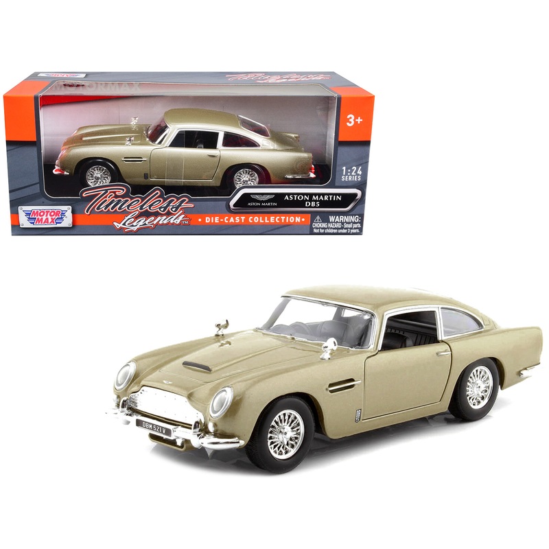 Aston Martin DB5 RHD (Right Hand Drive) Gold Metallic “Timeless Legends” Series 1/24 Diecast Model Car by Motormax