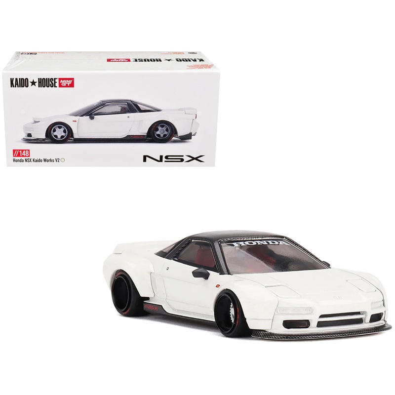 Honda NSX “Kaido Works V2” White with Black Top (Designed by Jun Imai) “Kaido House” Special 1/64 Diecast Model Car by Mini GT