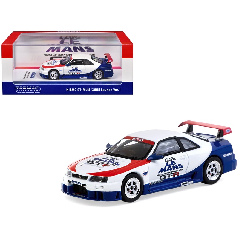 Nissan Nismo GT-R LM RHD (Right Hand Drive) “1995 Launch Version” White with Red and Blue Accents “Hobby64” Series 1/64 Diecast Model Car by Tarmac Works