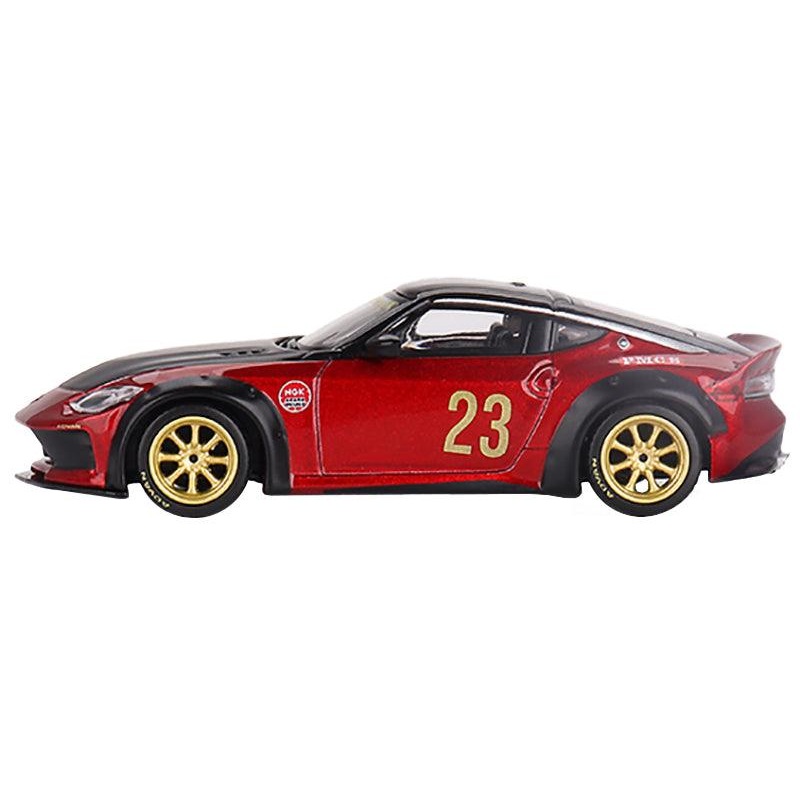 Nissan Z “LB Nation Works” #23 Gem Red Metallic with Black Top and Hood with CLDC Magazine Special Edition Issue 1/64 Diecast Model Car by Mini GT