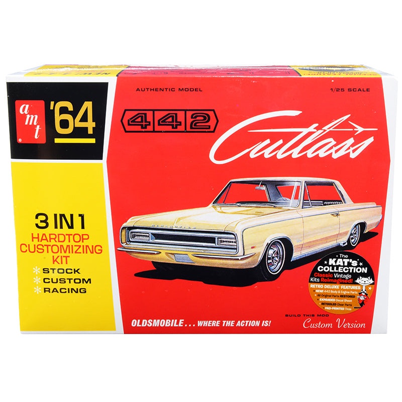 Skill 2 Model Kit 1964 Oldsmobile Cutlass 442 Hardtop 3-in-1 Kit 1/25 Scale Model by AMT