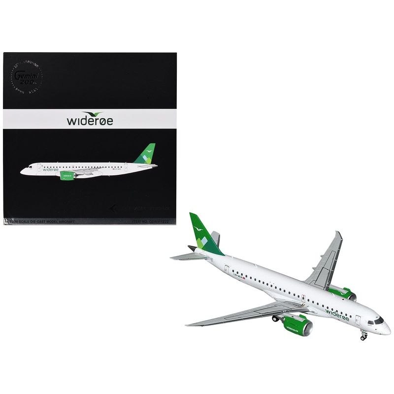 Embraer E190-E2 Commercial Aircraft “Wideroe” (LN-WEA) White with Green Tail “Gemini 200” Series 1/200 Diecast Model Airplane by GeminiJets