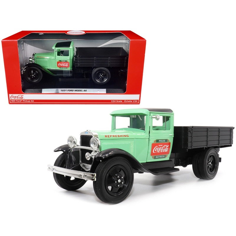 1931 Ford Model AA Pickup Truck Light Green and Black “Pause. Refresh. Drink Coca-Cola” 1/24 Diecast Model Car by Motor City Classics