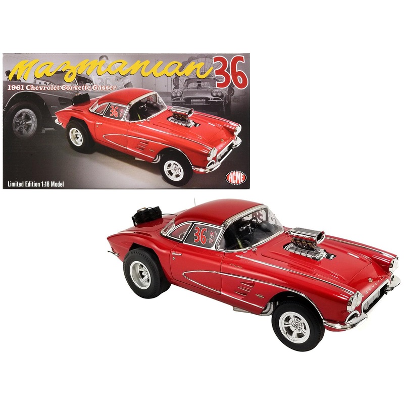 1961 Chevrolet Corvette Gasser #36 Red “Original Mazmanian” Limited Edition to 354 pieces Worldwide 1/18 Diecast Model Car by ACME