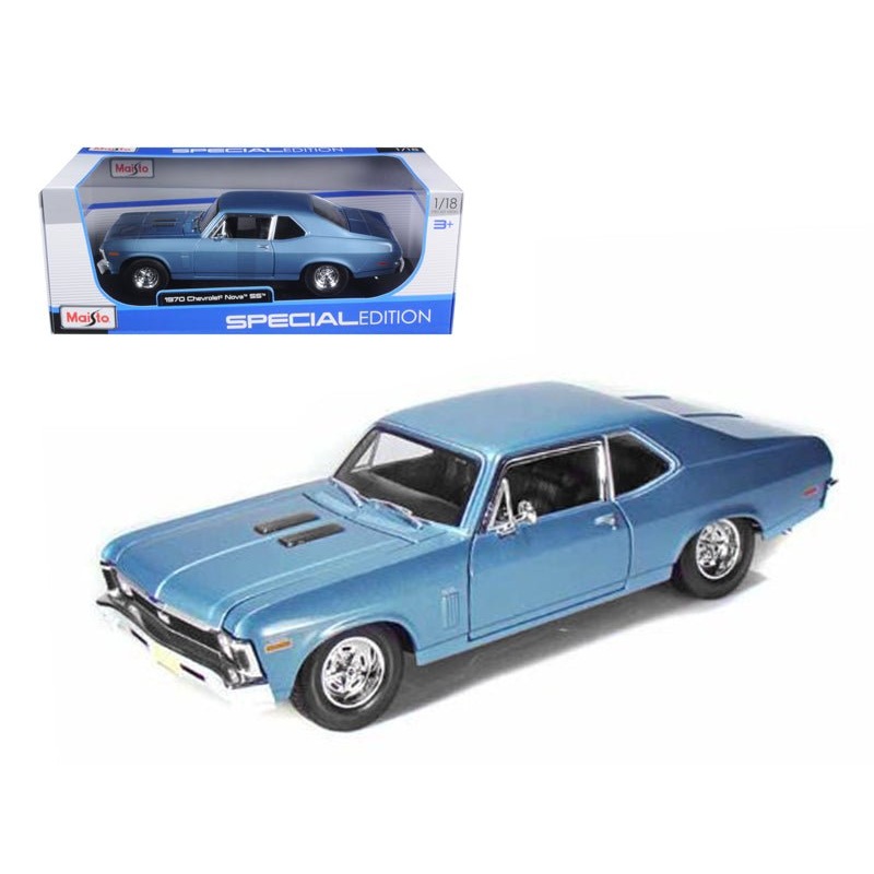 1970 Chevrolet Nova SS Coupe Blue Metallic 1/18 Diecast Model Car by Maisto