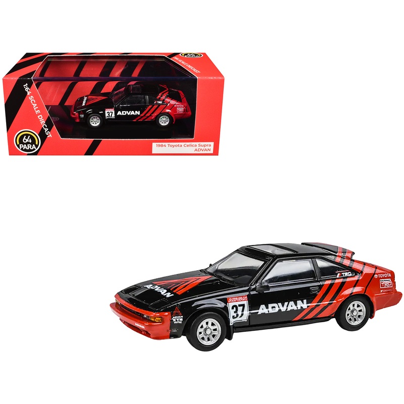 1984 Toyota Celica Supra #37 “ADVAN” Black and Red 1/64 Diecast Model Car by Paragon Models