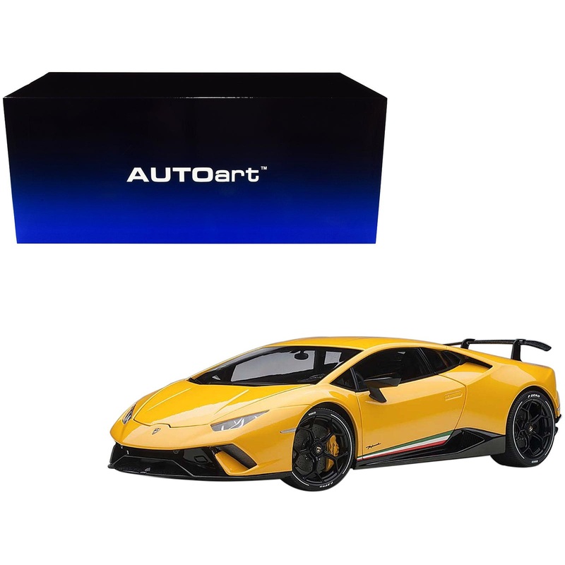 Lamborghini Huracan Performante Giallo Inti / Pearl Effect Yellow with Black Wheels 1/18 Model Car by Autoart