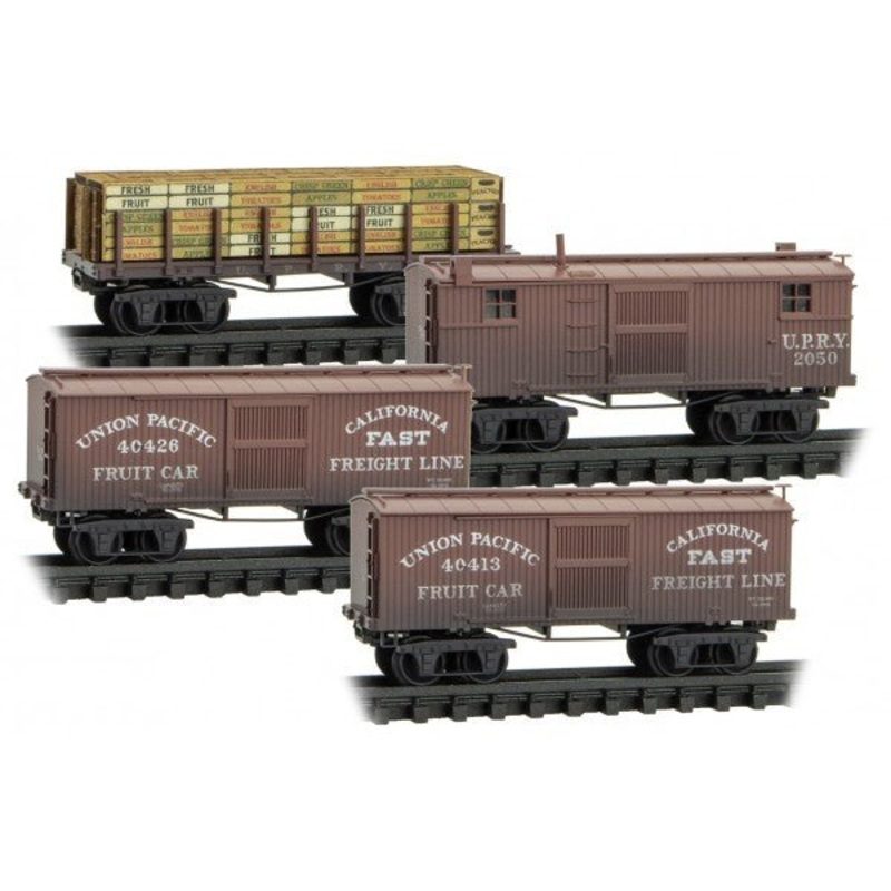 Micro-Trains Line 993 02 291 N, 4 Pack, Weathered, California Fast Freight, Civil War Era, UP