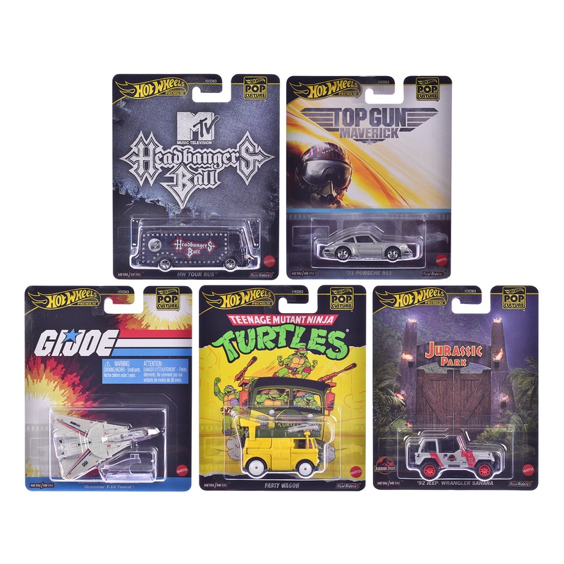 “Pop Culture 2025” 5 piece Set K “Premium Series” Diecast Model Cars by Hot Wheels