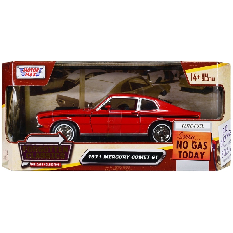 1971 Mercury Comet GT Red with Black Stripes “Forgotten Classics” Series 1/24 Diecast Model Car by Motormax