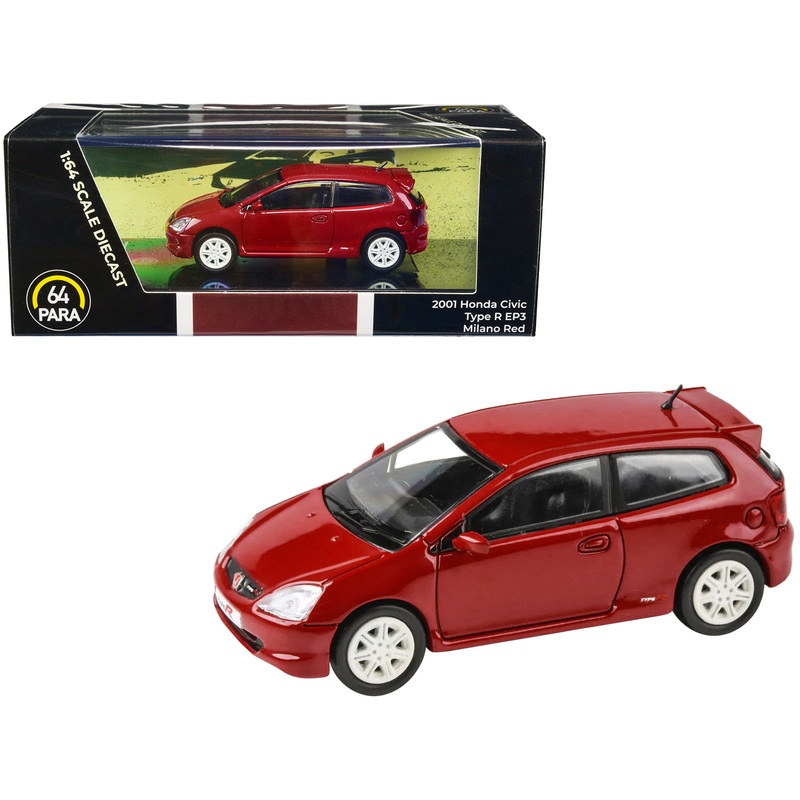 2001 Honda Civic Type R EP3 Milano Red 1/64 Diecast Model Car by Paragon Models