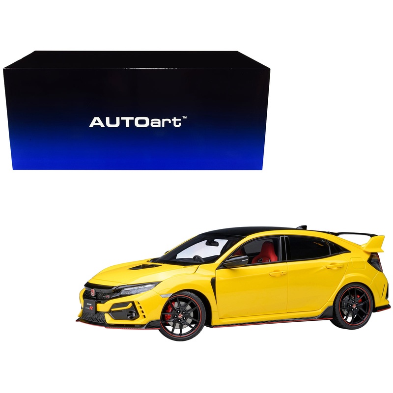 2021 Honda Civic Type R (FK8) RHD (Right Hand Drive) Sunlight Yellow Limited Edition 1/18 Model Car by Autoart