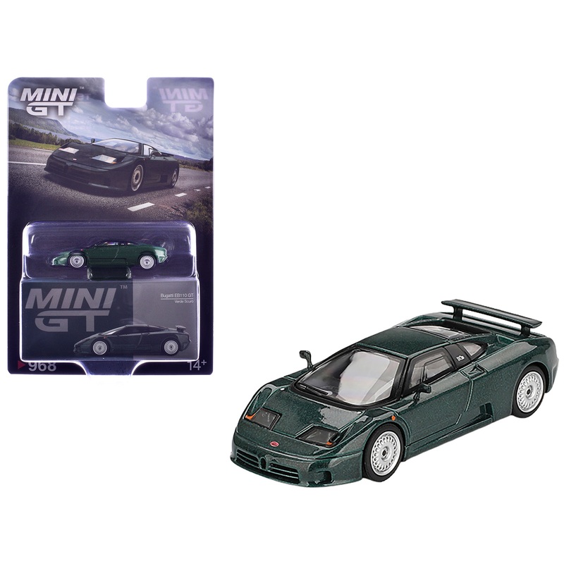 Bugatti EB110 GT Verde Scuro Dark Green Metallic Limited Edition 1/64 Diecast Model Car by Mini GT