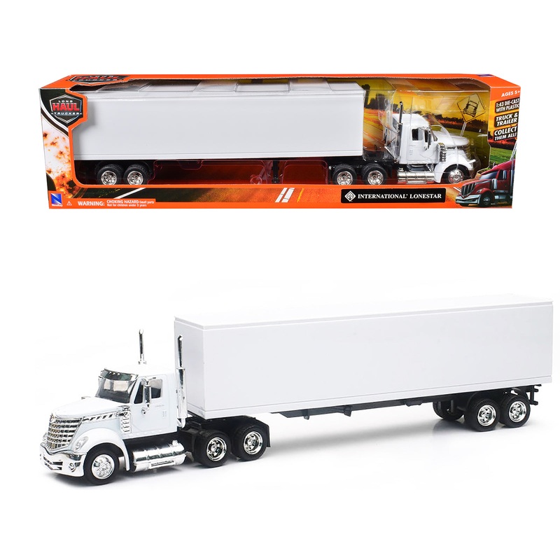 International LoneStar Truck with Dry Goods Trailer White “Long Haul Truckers” Series 1/43 Diecast Model by New Ray