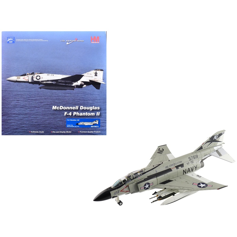 McDonnell Douglas F-4J Phantom II Fighter-Bomber Aircraft “Showtime 106 155769 VF-96 Fighting Falcons USS Constellation” (1972) United States Navy “Air Power Series” 1/72 Diecast Model by Hobby Master
