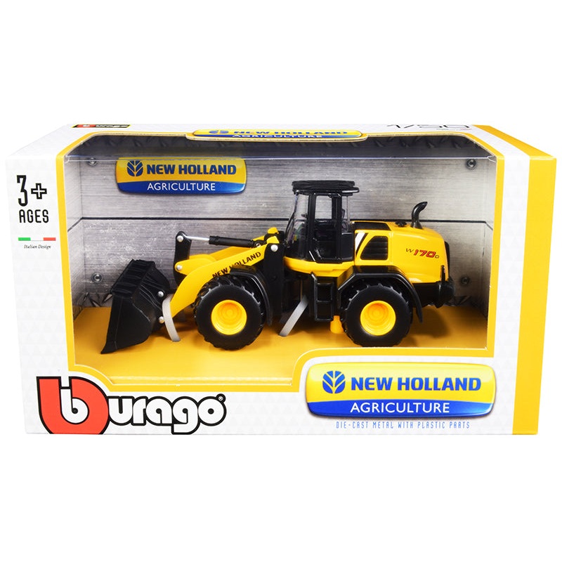 New Holland W170D Wheel Loader Yellow and Black “New Holland Agriculture” Series 1/50 Diecast Model by Bburago