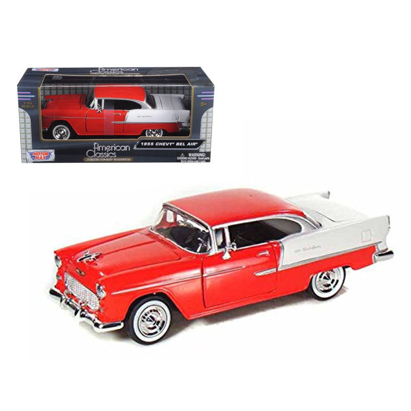 1955 Chevrolet Bel Air Red 1/24 Diecast Model Car by Motormax