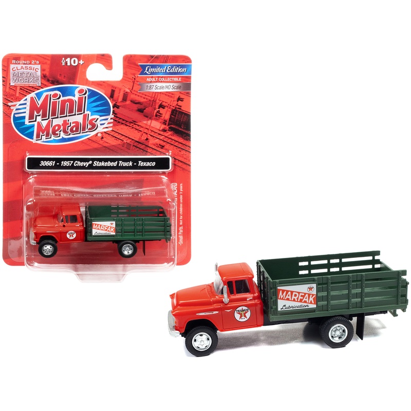 1957 Chevrolet Stakebed Truck Red “Texaco – Marfak Lubrication” 1/87 (HO) Scale Model Car by Classic Metal Works