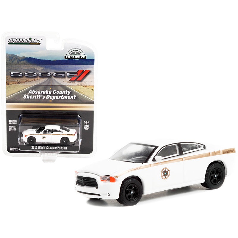2011 Dodge Charger Pursuit White “Absaroka County Sheriff’s Department” “Hobby Exclusive” 1/64 Diecast Model Car by Greenlight