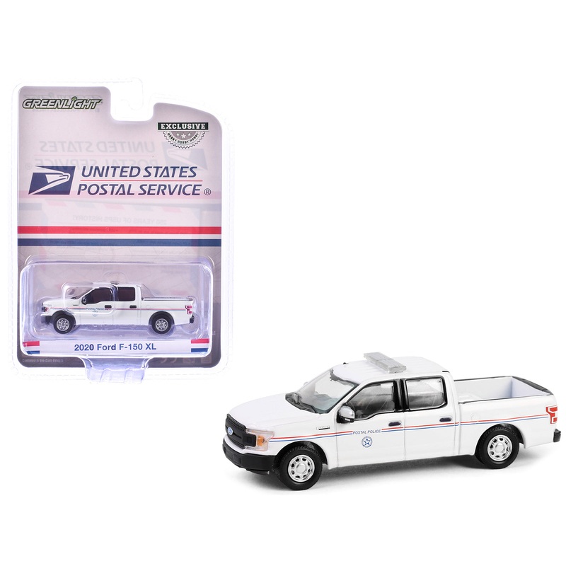 2020 Ford F-150 XL Pickup Truck “United States Postal Service (USPS) Postal Police” White with Red and Blue Stripes “Hobby Exclusive” Series 1/64 Diecast Model Car by Greenlight