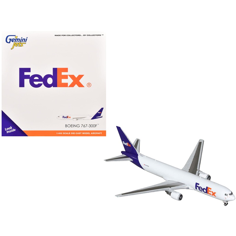 Boeing 767-300F Commercial Aircraft “FedEx (Federal Express)” (N144FE) White with Purple Tail 1/400 Diecast Model Airplane by GeminiJets
