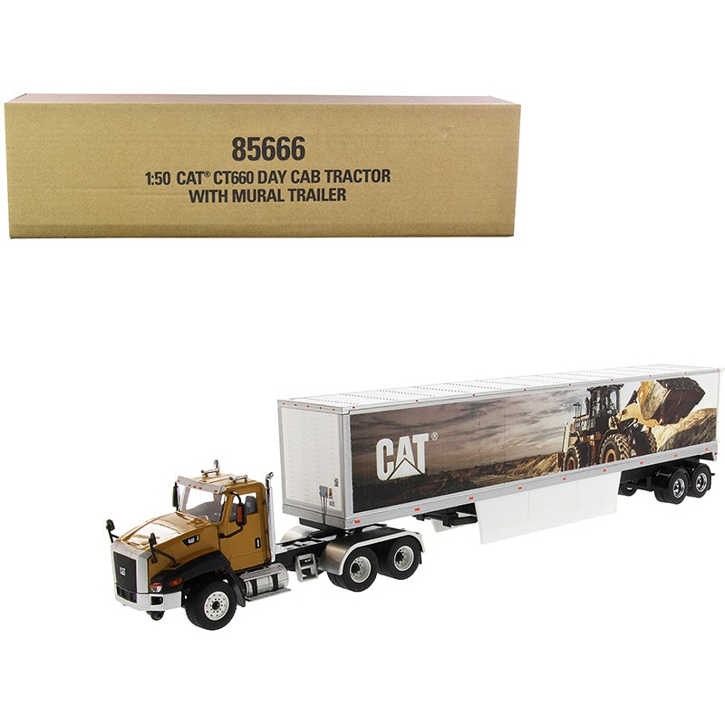 CAT Caterpillar CT660 Day Cab with Caterpillar Mural Dry Van Trailer “Transport Series” 1/50 Diecast Model by Diecast Masters