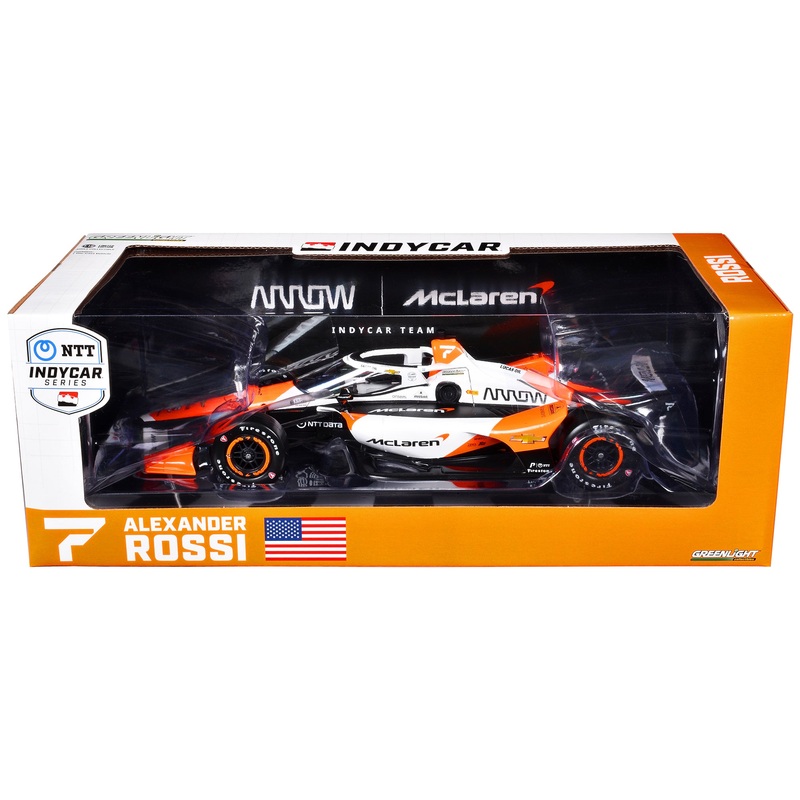 Dallara IndyCar #7 Alexander Rossi “Arrow” Arrow McLaren “NTT IndyCar Series” (2024) 1/18 Diecast Model Car by Greenlight