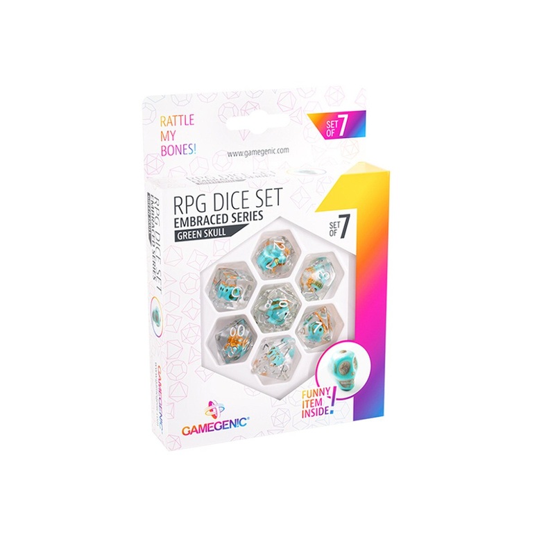 GameGenic – RPG Dice Set – Embraced Series – Green Skull