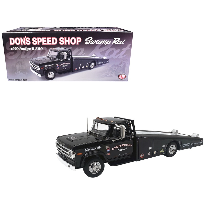 1970 Dodge D-300 Ramp Truck Black “Don’s Speed Shop” Limited Edition to 300 pieces Worldwide 1/18 Diecast Model Car by ACME