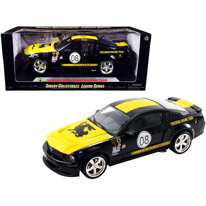 2008 Ford Shelby Mustang #08 “Terlingua” Black and Yellow “Shelby Collectibles Legend” Series 1/18 Diecast Model Car by Shelby Collectibles