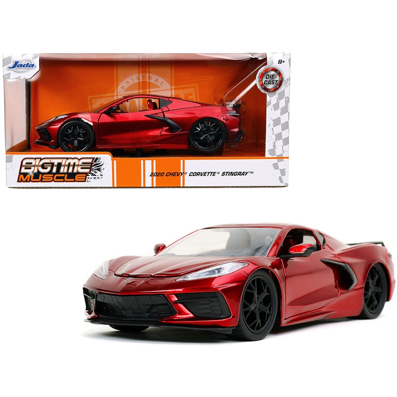 2020 Chevrolet Corvette Stingray C8 Candy Red “Bigtime Muscle” 1/24 Diecast Model Car by Jada