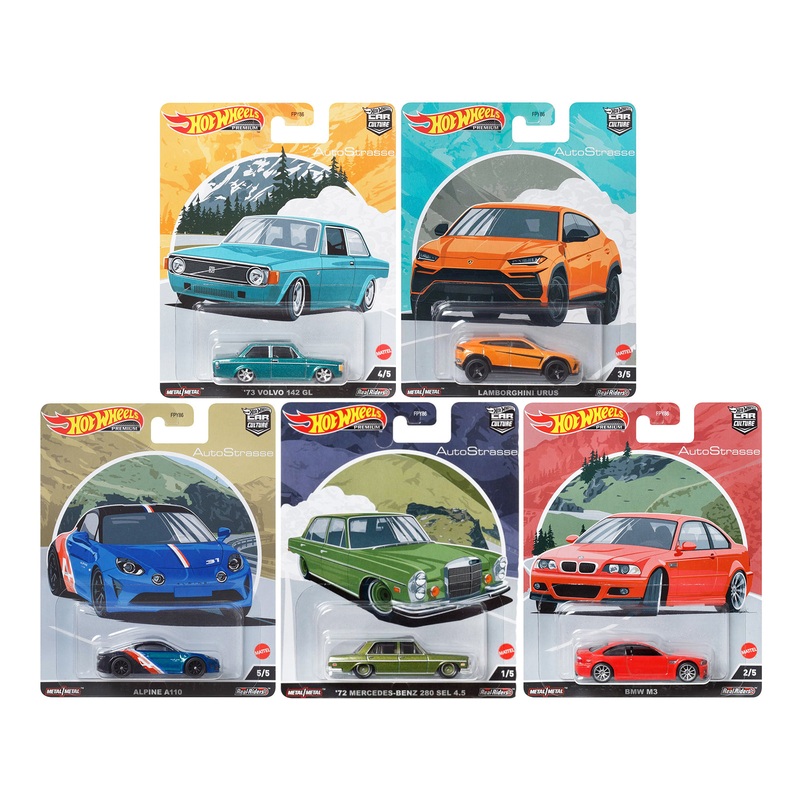 “Auto Strasse” 5 piece Set “Car Culture” Series Diecast Model Cars by Hot Wheels