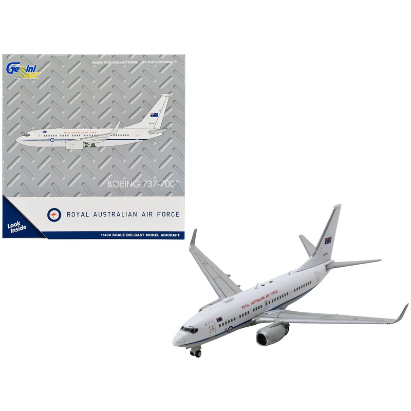 Boeing 737-700 Aircraft “Royal Australian Air Force” (A36-001) White with Blue Stripes “Gemini Macs” Series 1/400 Diecast Model Airplane by GeminiJets