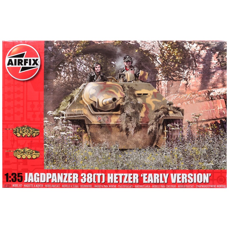 Level 3 Model Kit JagdPanzer 38(t) Hetzer “Early Version” Tank with 2 Scheme Options 1/35 Plastic Model Kit by Airfix