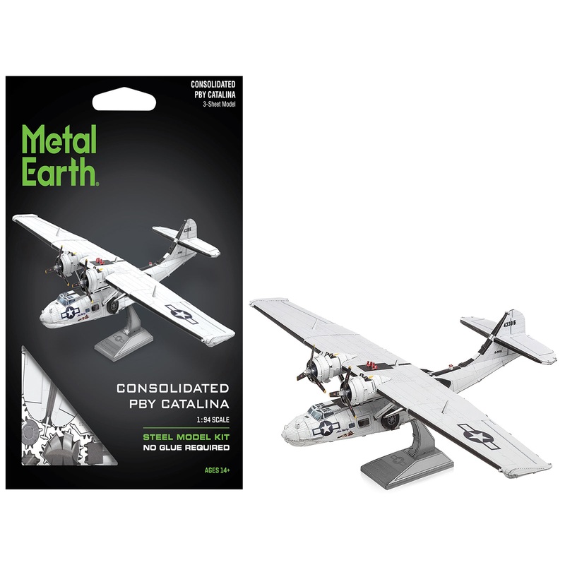 Model Kit Consolidated PBY Catalina Amphibious Aircraft “Miss Pick Up” United States Army Air Forces (Moderate Difficulty) Steel Model by Metal Earth