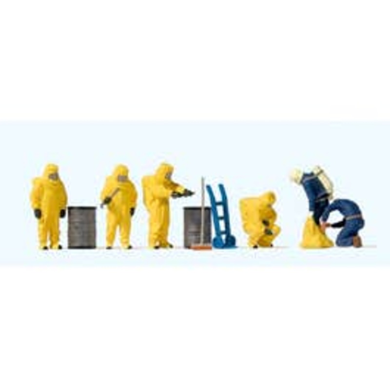 Preiser 10733  HO Firemen Yellow Hazmat Suits 6 pcs