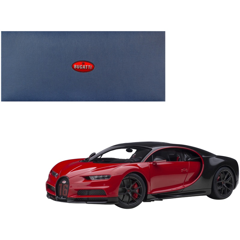 2019 Bugatti Chiron Sport Italian Red and Carbon Black 1/18 Model Car by Autoart