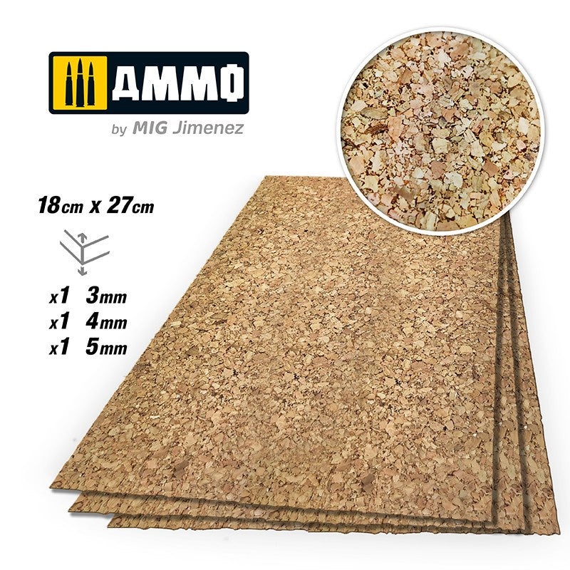 AMMO – Create Cork – Thick Grain Mix (3mm, 4mm, 5mm) 1 pcs per size