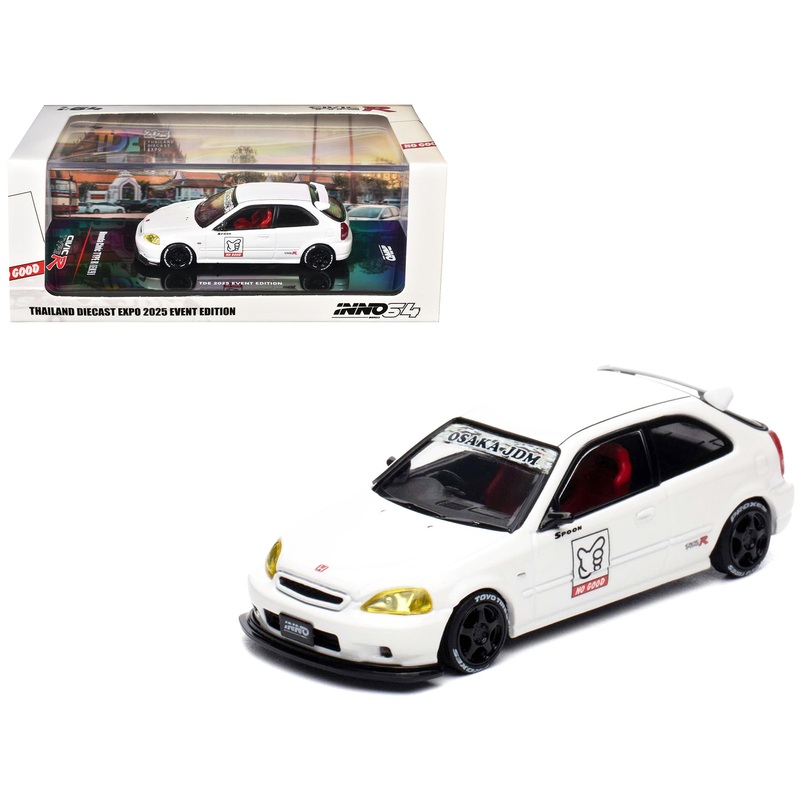 Honda Civic Type R (EK9) RHD (Right Hand Drive) White “Thailand Diecast Expo 2025 Event Edition” 1/64 Diecast Model Car by Inno Models
