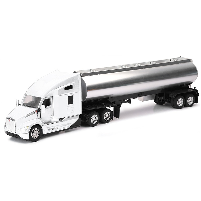 Kenworth T680 Truck White with Oil Tanker Trailer Chrome “Long Haul Trucker” Series 1/32 Diecast Model by New Ray