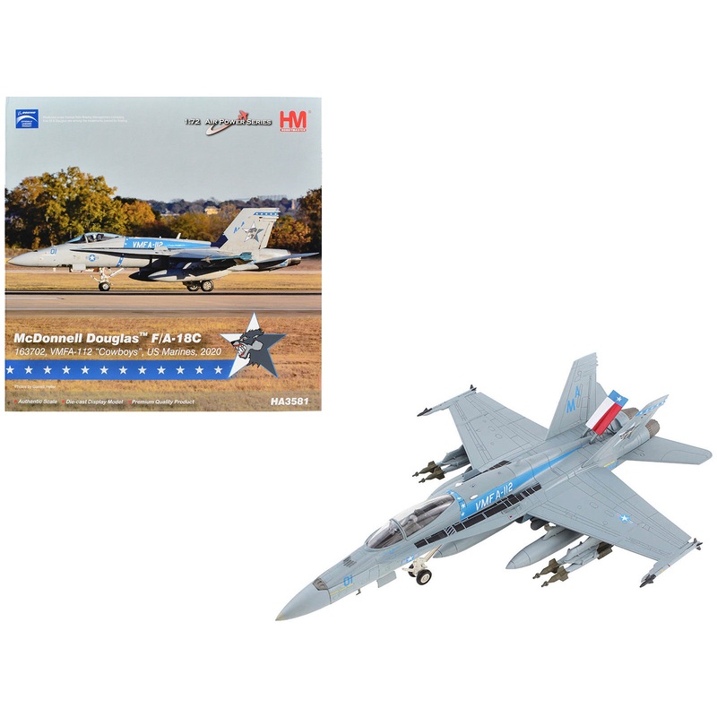 McDonnell Douglas F/A-18C Hornet Aircraft “VMFA-112 Cowboys” (2020) United States Marines “Air Power Series” 1/72 Diecast Model by Hobby Master