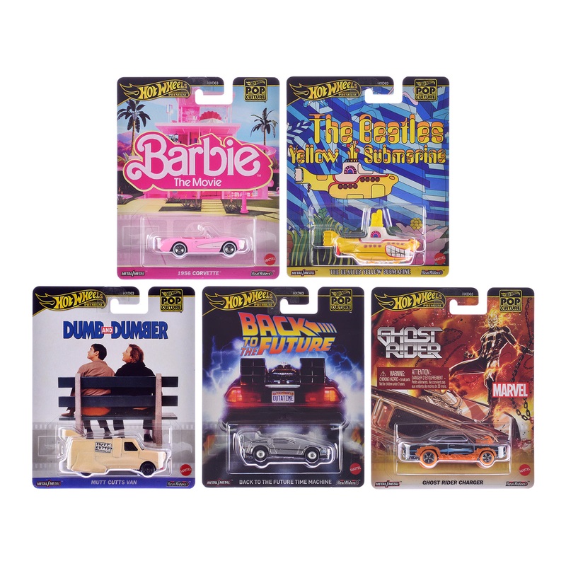 “Pop Culture 2025” 5 piece Set H “Premium Series” Diecast Model Cars by Hot Wheels