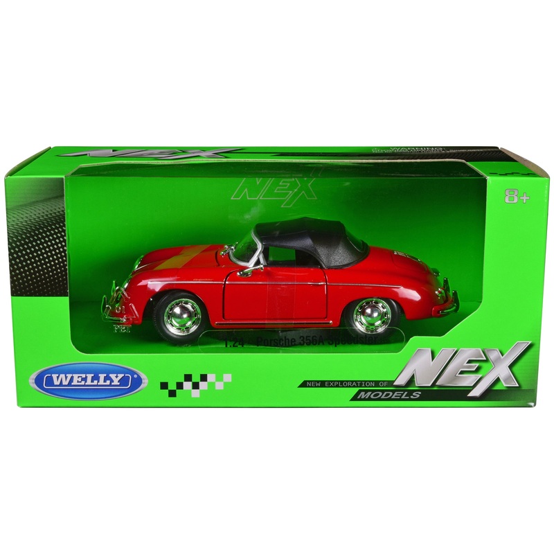 Porsche 356A Speedster Red with Black Soft Top “NEX Models” Series 1/24 Diecast Model Car by Welly